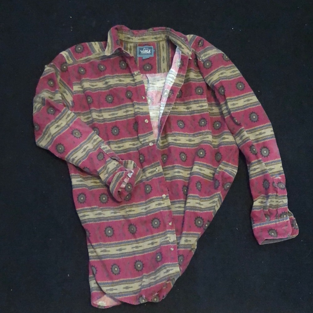 Woolrich Button Down - Red with southwestern symbols